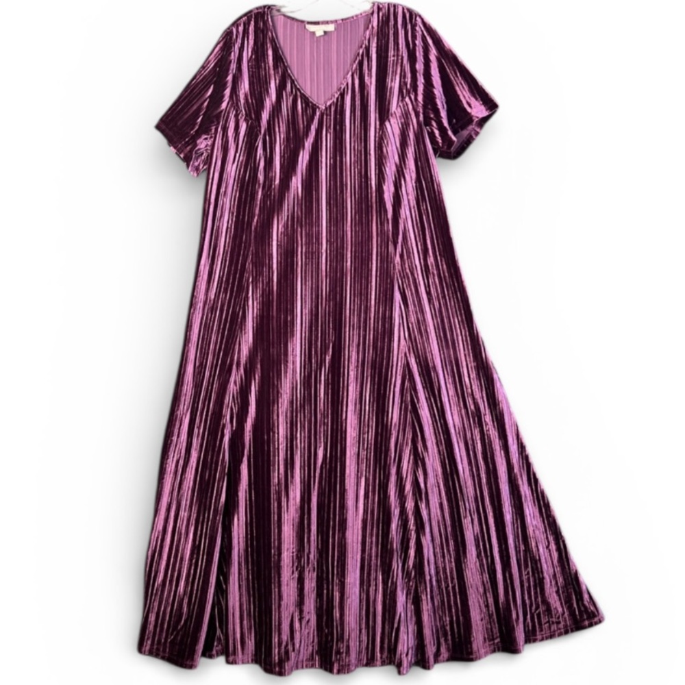 Woman Within Burgundy Velvet Maxi Dress 22w